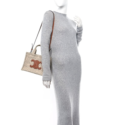 Celine Canvas Calfskin All Over Print Small Cabas Thais Natural Tan 2 of 10