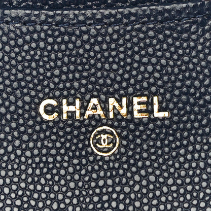 Chanel Caviar Quilted Flap Card Holder Wallet Navy Blue 9 of 12