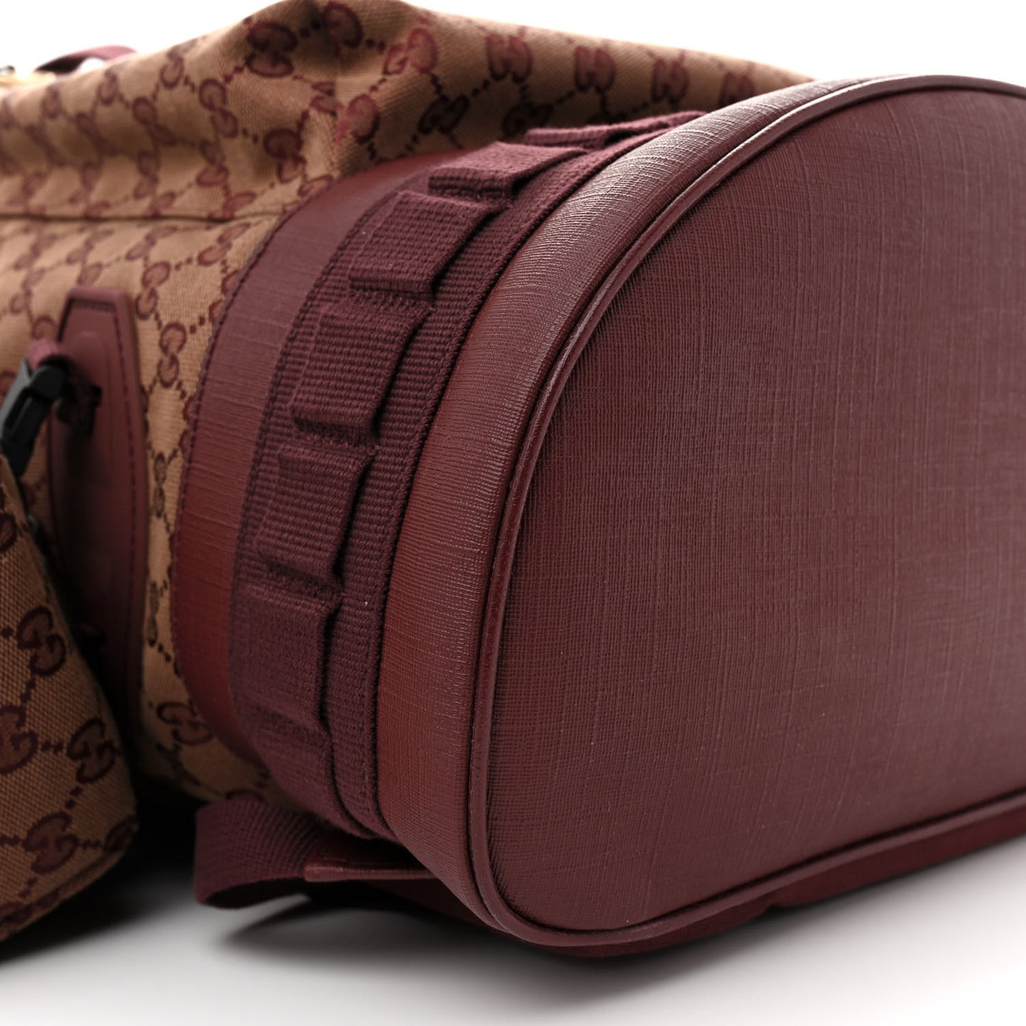 GG Monogram Script Logo Large Double Pocket Backpack Sahara Rubino Bordeaux