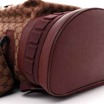 Gucci GG Monogram Script Logo Large Double Pocket Backpack Sahara Rubino Bordeaux 9 of 14