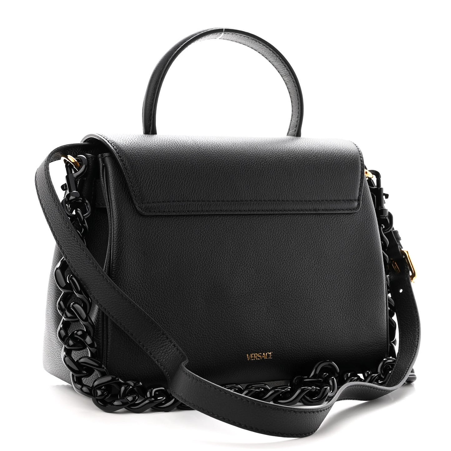Grained Calfskin La Medusa Top Handle Bag Black Lilac
