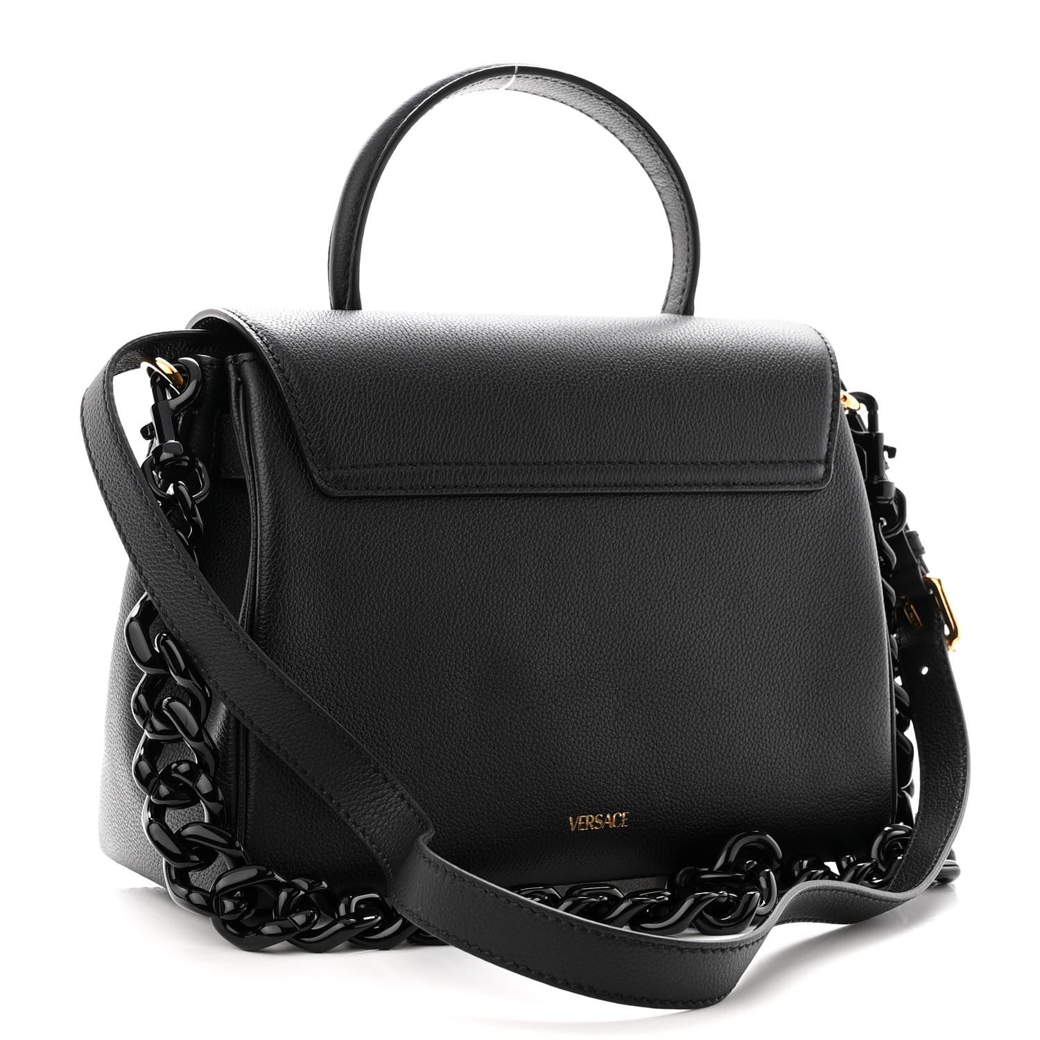 Versace Grained Calfskin La Medusa Top Handle Bag Black Lilac 2 of 9