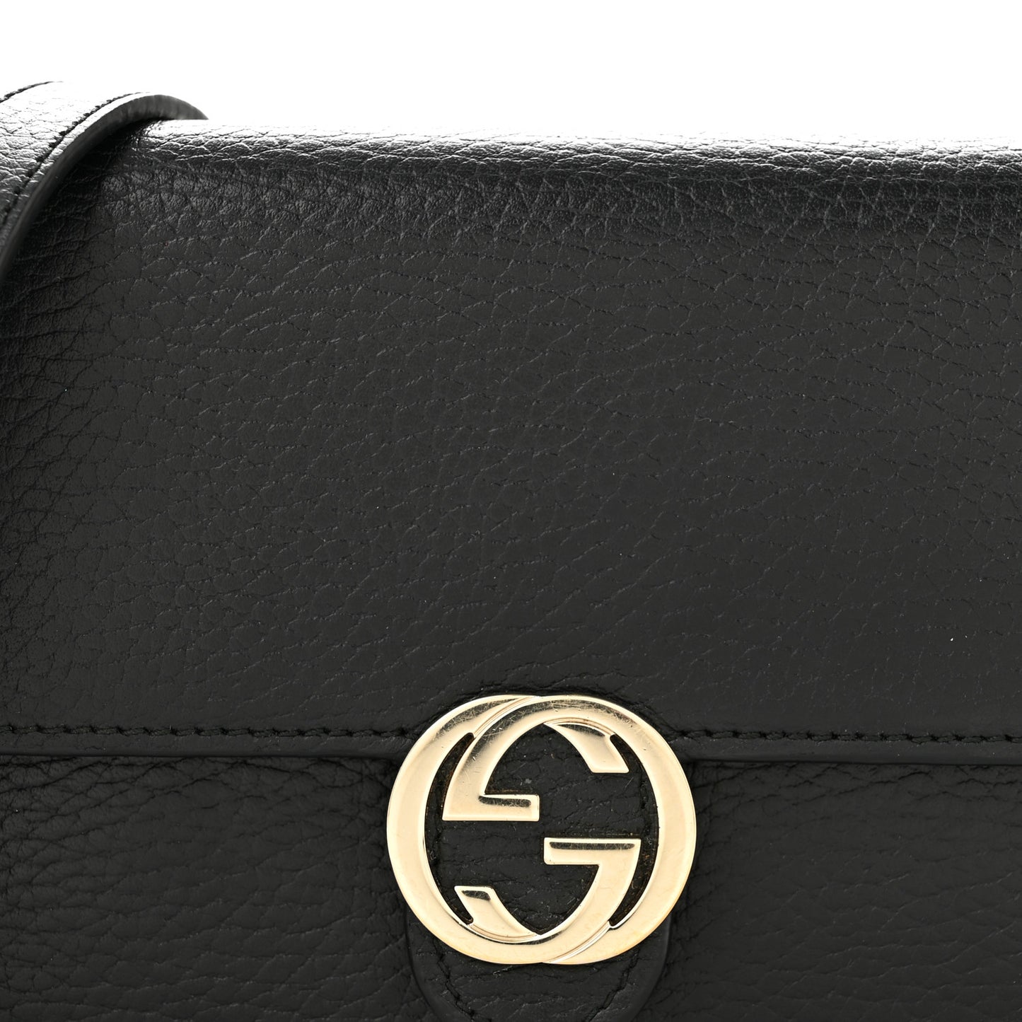 Dollar Calfskin Interlocking G Chain Wallet Black
