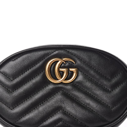 Gucci Calfskin Matelasse GG Marmont Belt Bag 85 34 Black 8 of 12