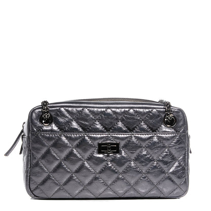Chanel Metallic Aged Calfskin Quilted Small Reissue Camera Case Dark Silver 1 of 7