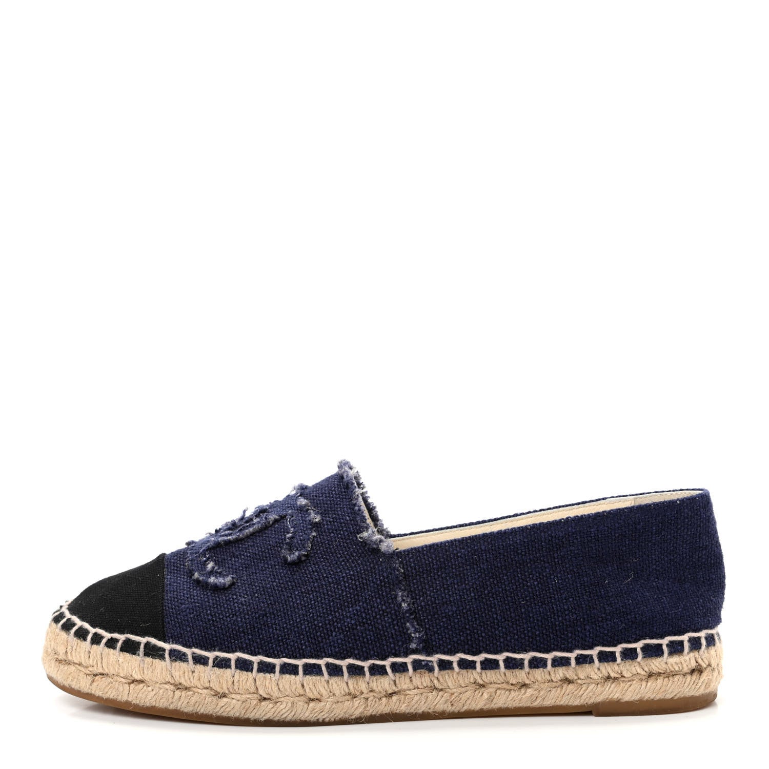 Chanel Denim Toile CC Espadrilles 39 Navy Black 1 of 10