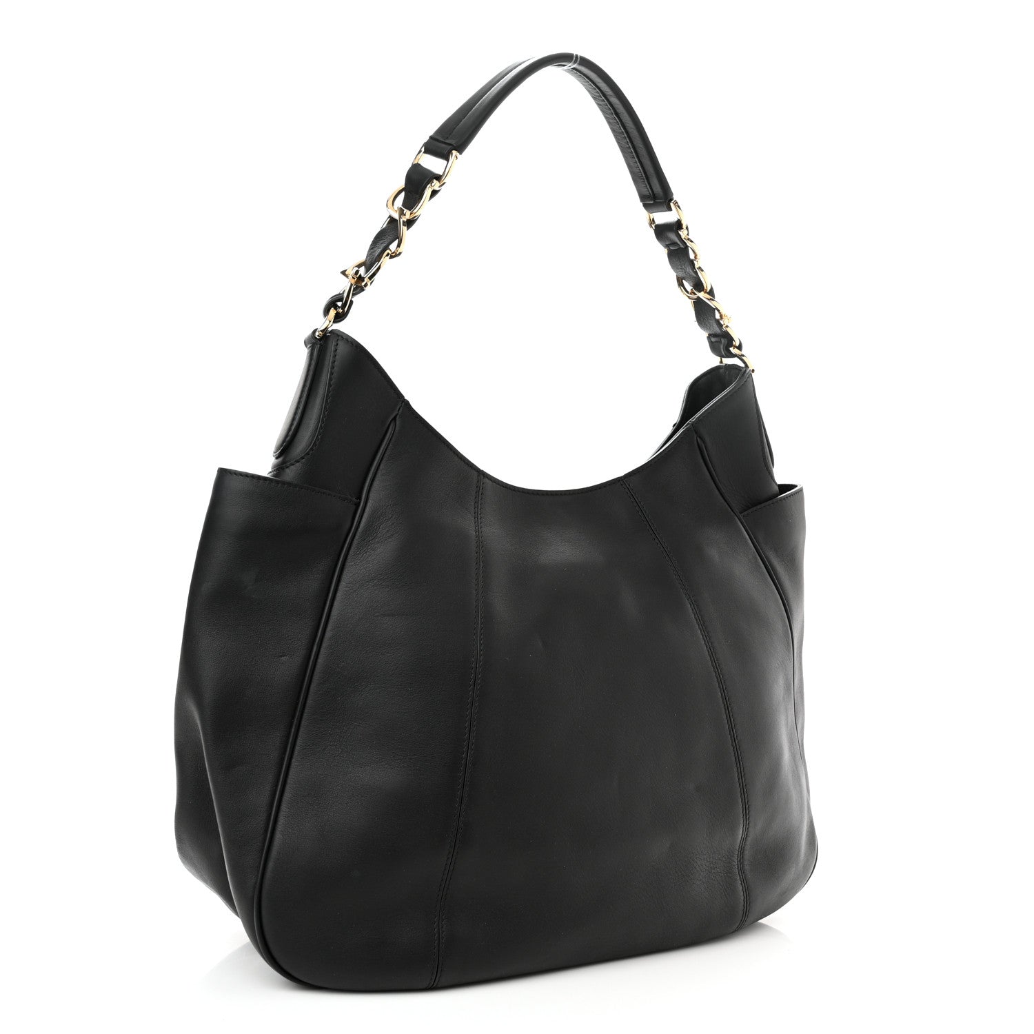 Salvatore Ferragamo Calfskin Elle Gancini Chain Hobo Black 3 of 11