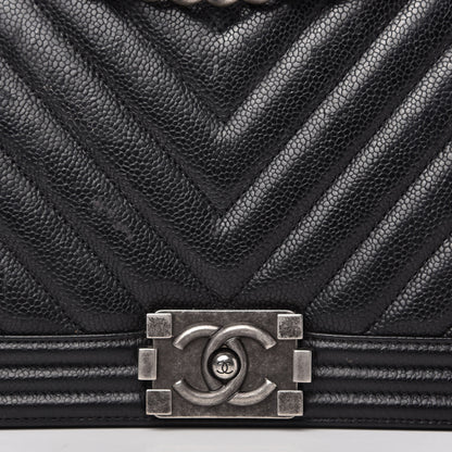 Chanel Caviar Chevron Quilted New Medium Boy Flap Black 10 of 10