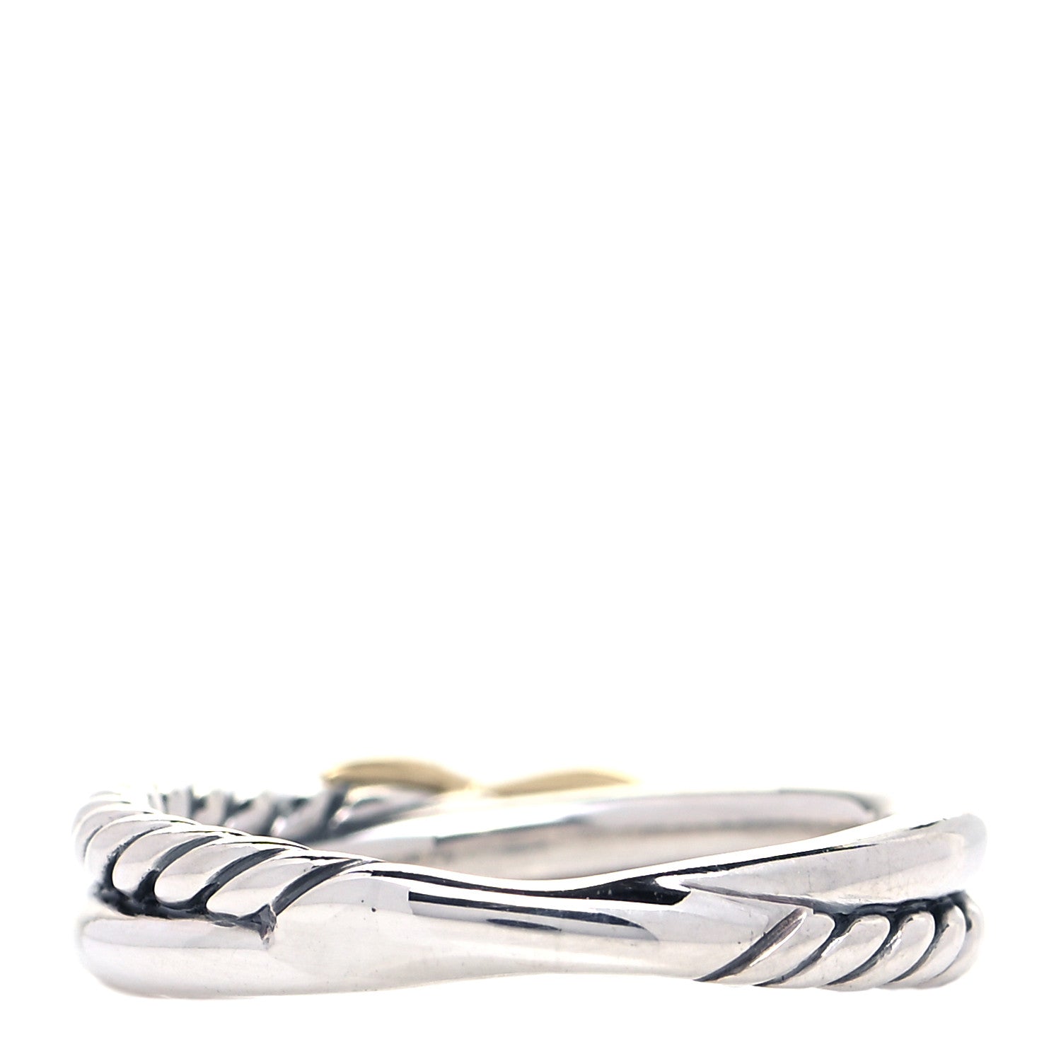 David Yurman Sterling Silver 18K Yellow Gold Petite X Crossover Ring 49 4.75 3 of 4