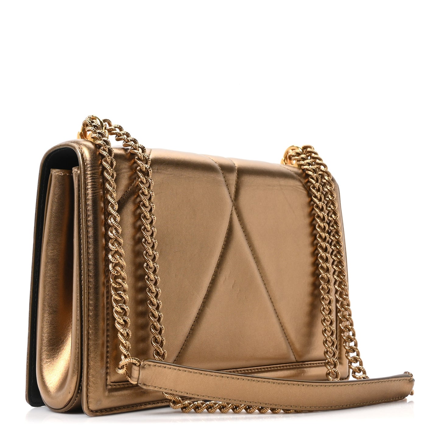Metallic Nappa Quilted Medium Devotion Crossbody Bag Gold