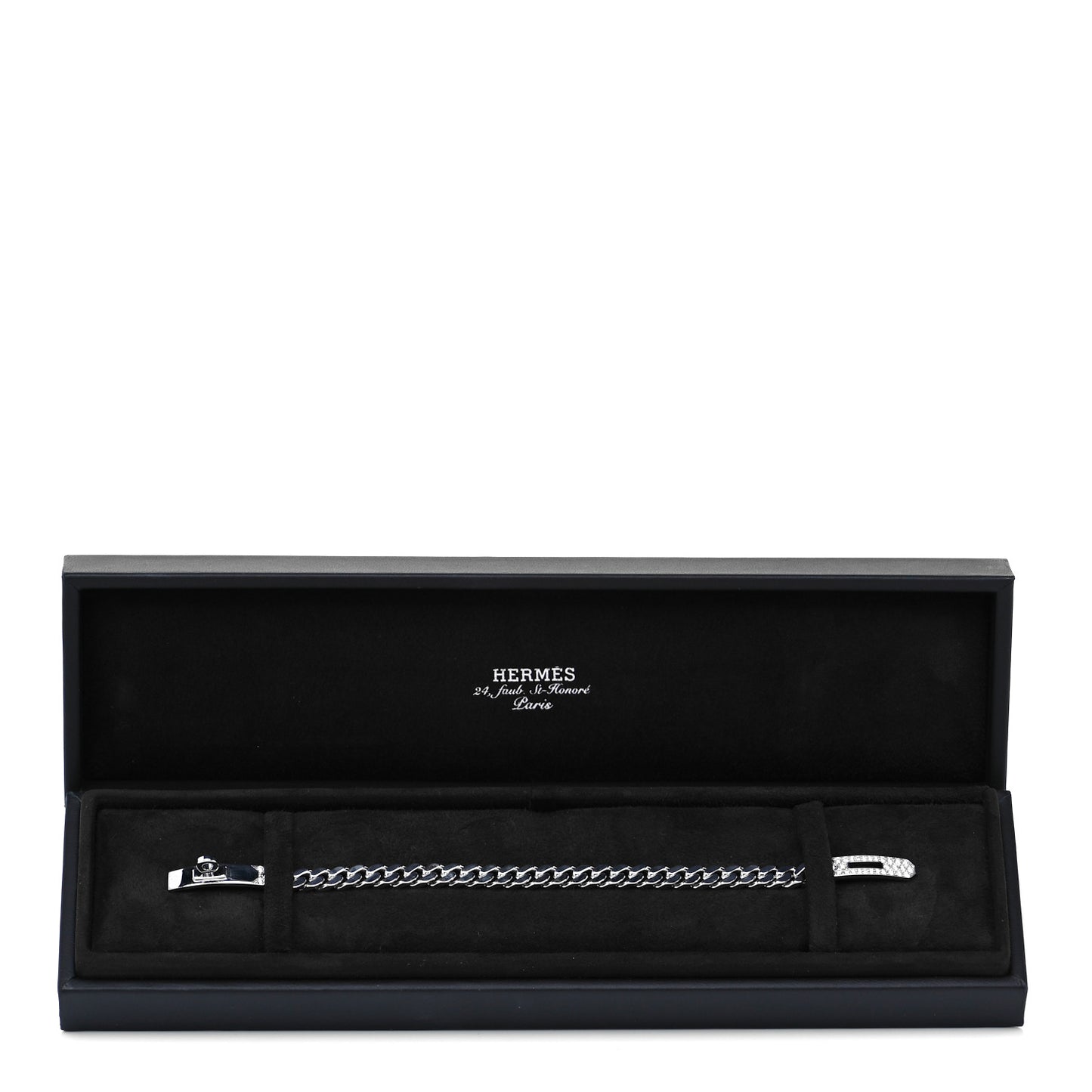 18K White Gold Diamond TPM Kelly Gourmette Bracelet ST
