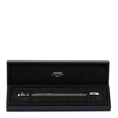 Hermes 18K White Gold Diamond TPM Kelly Gourmette Bracelet ST 6 of 6