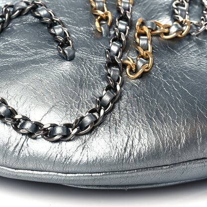 Chanel Metallic Crumpled Calfskin Chain 20s Signe Waist Bag Silver 9 of 11