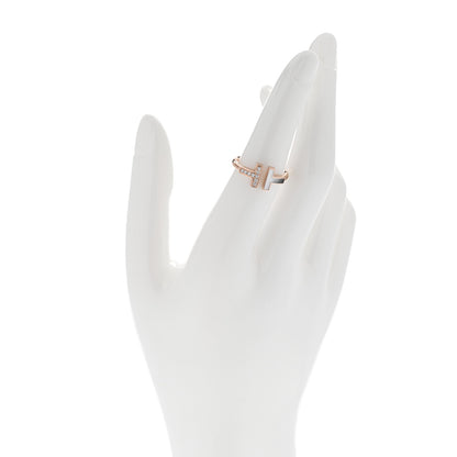 Tiffany 18K Rose Gold Diamond Mother of Pearl T Wire Ring 52 6 2 of 4
