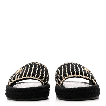 Chanel Braided Knit CC Mules 40 Black Gold 2 of 9