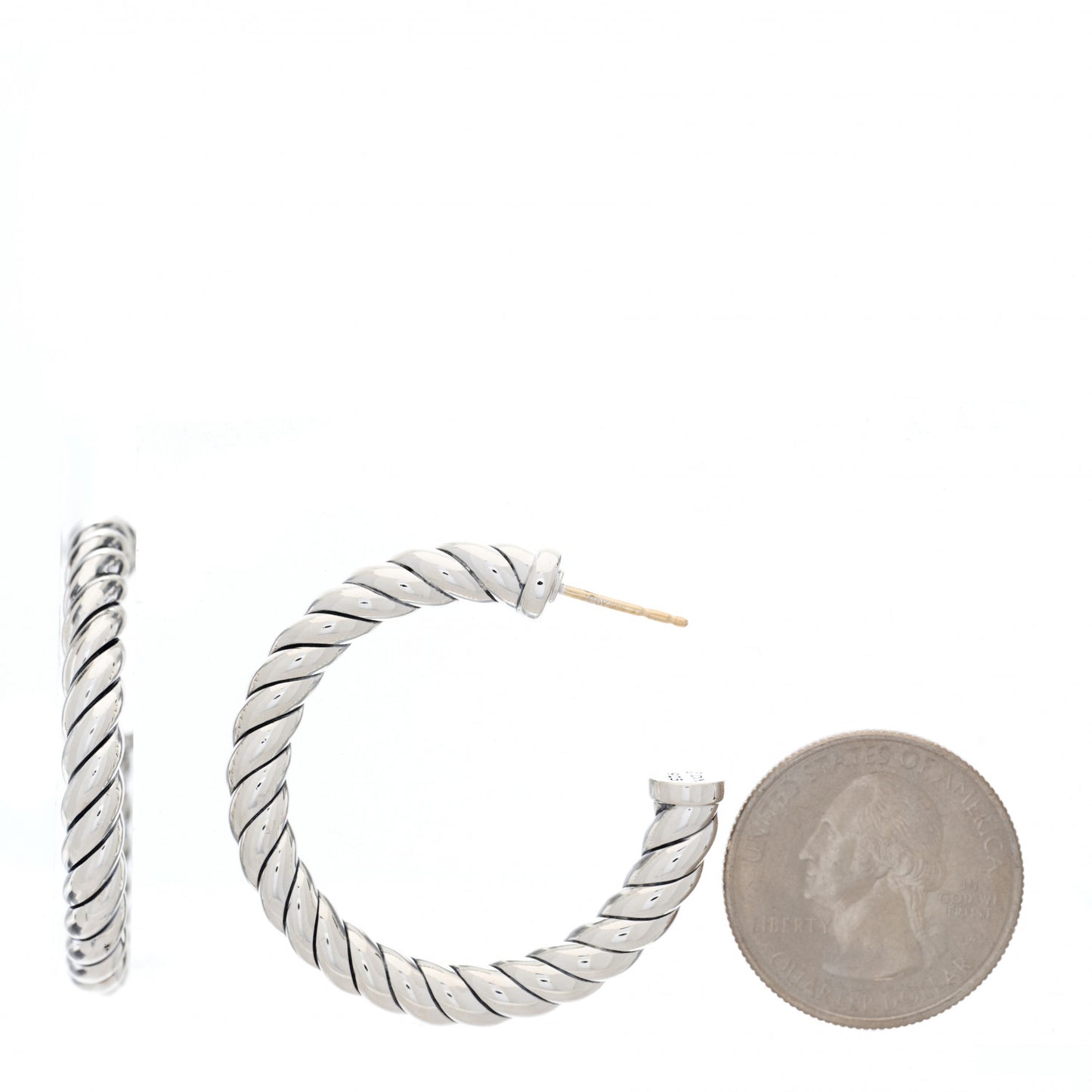 Sterling Silver Sculpted Cable Hoop Earrings