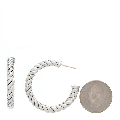 David Yurman Sterling Silver Sculpted Cable Hoop Earrings 2 of 5