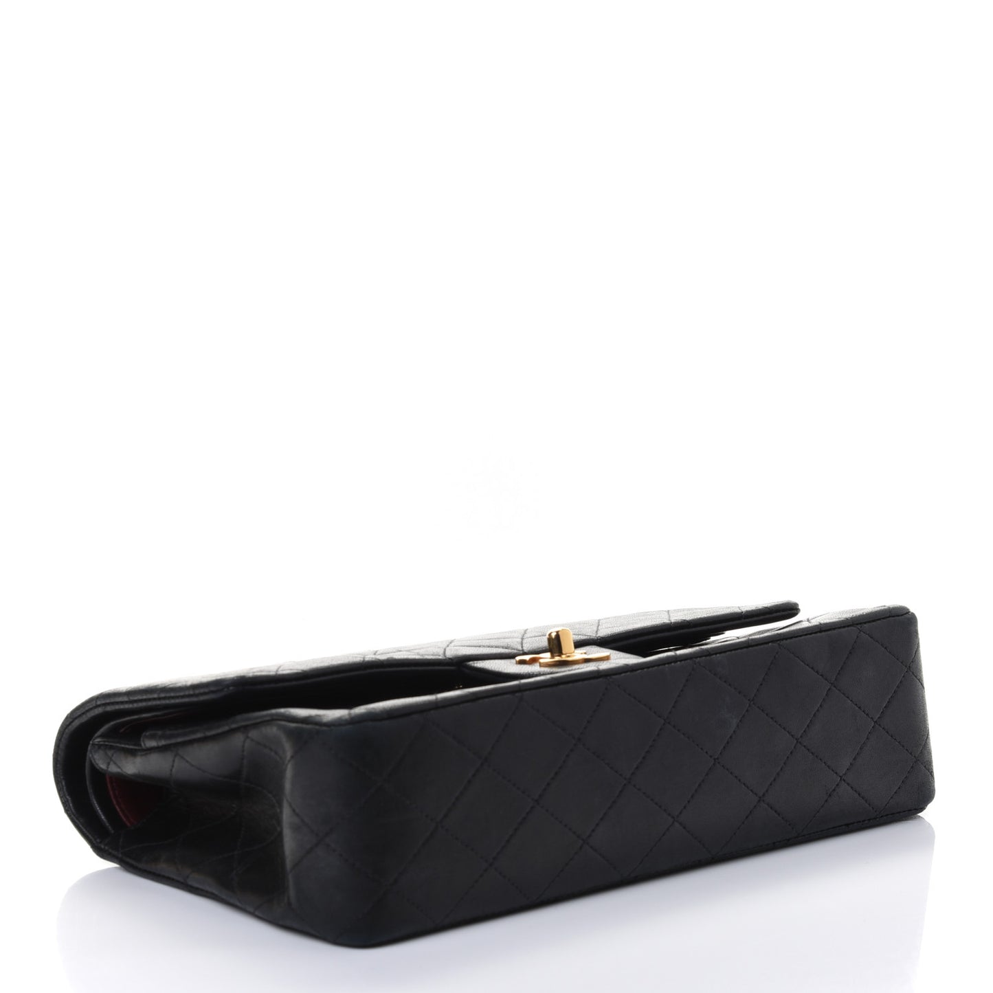 Lambskin Quilted Medium Double Flap Black