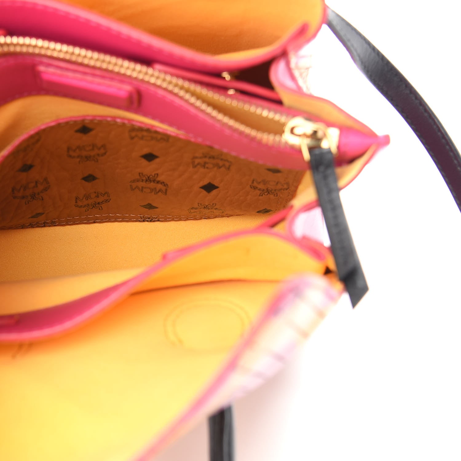MCM Calfskin Cosmo Mini Milla Tote Yellow Pink 6 of 10