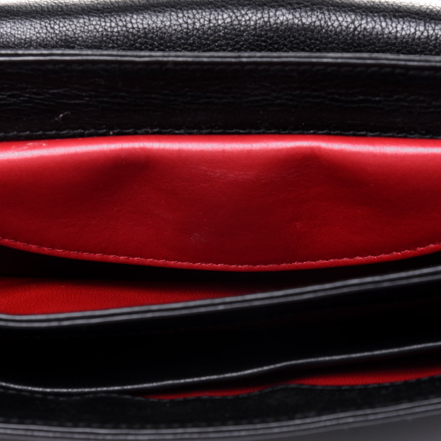 Prada Grained Calfskin Saffiano Robot Shoulder Bag Black Red 8 of 20