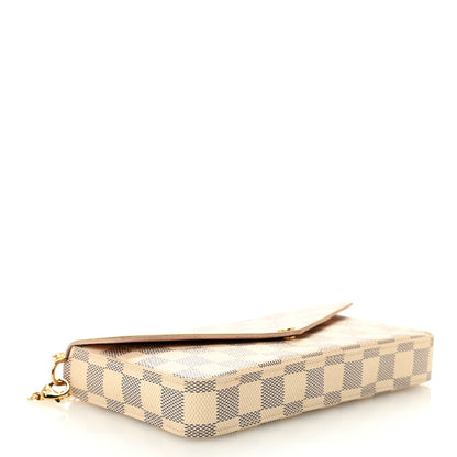 Louis Vuitton Damier Azur Pochette Felicie Chain Wallet Rose Ballerine 5 of 14