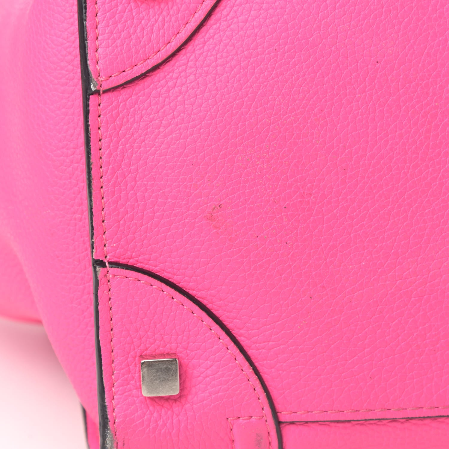 Celine Drummed Calfskin Mini Luggage Fluo Pink 16 of 20