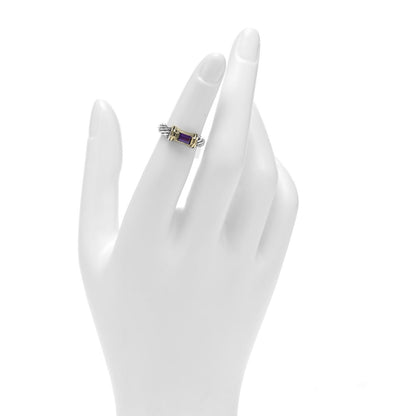 David Yurman Sterling Silver 14K Yellow Gold Amethyst Metro Cable Ring 47 4 2 of 5