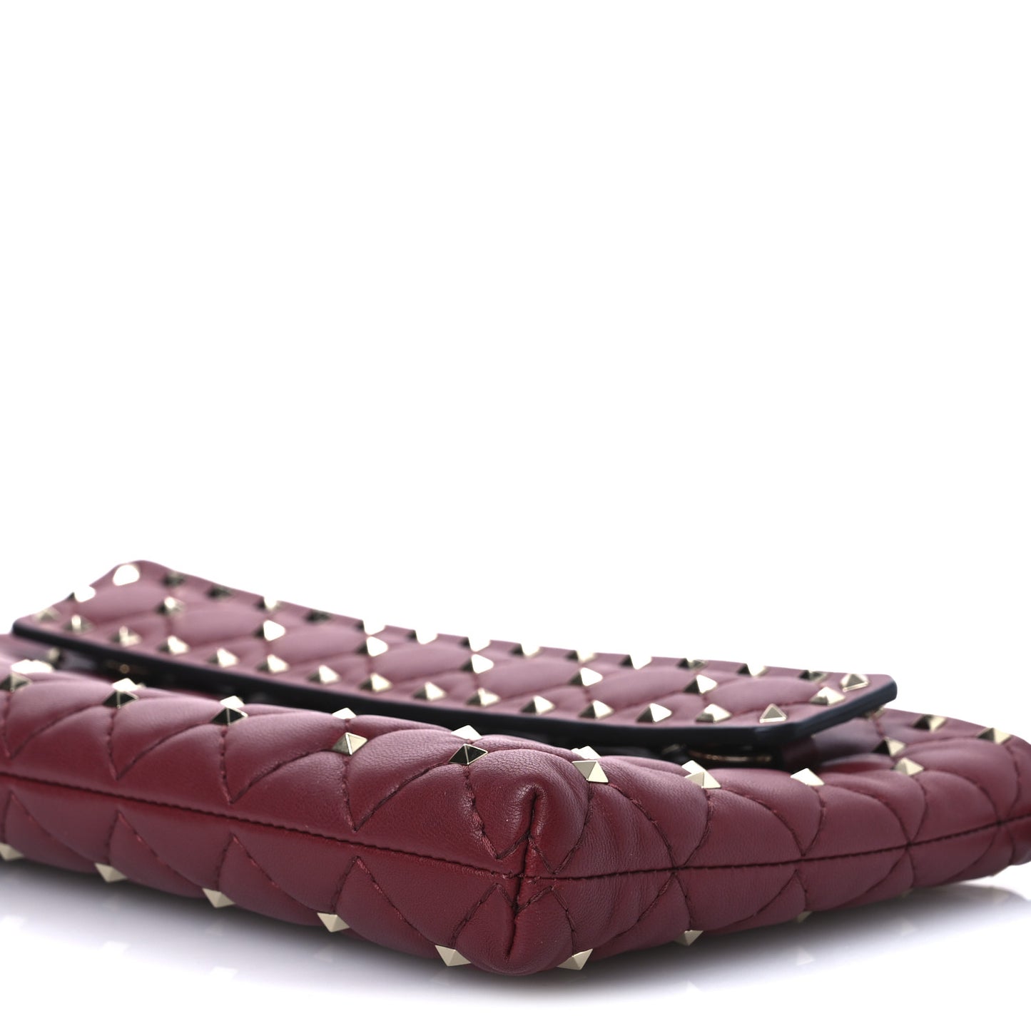 Nappa Rockstud Spike Side Slip Zip Clutch Rubino