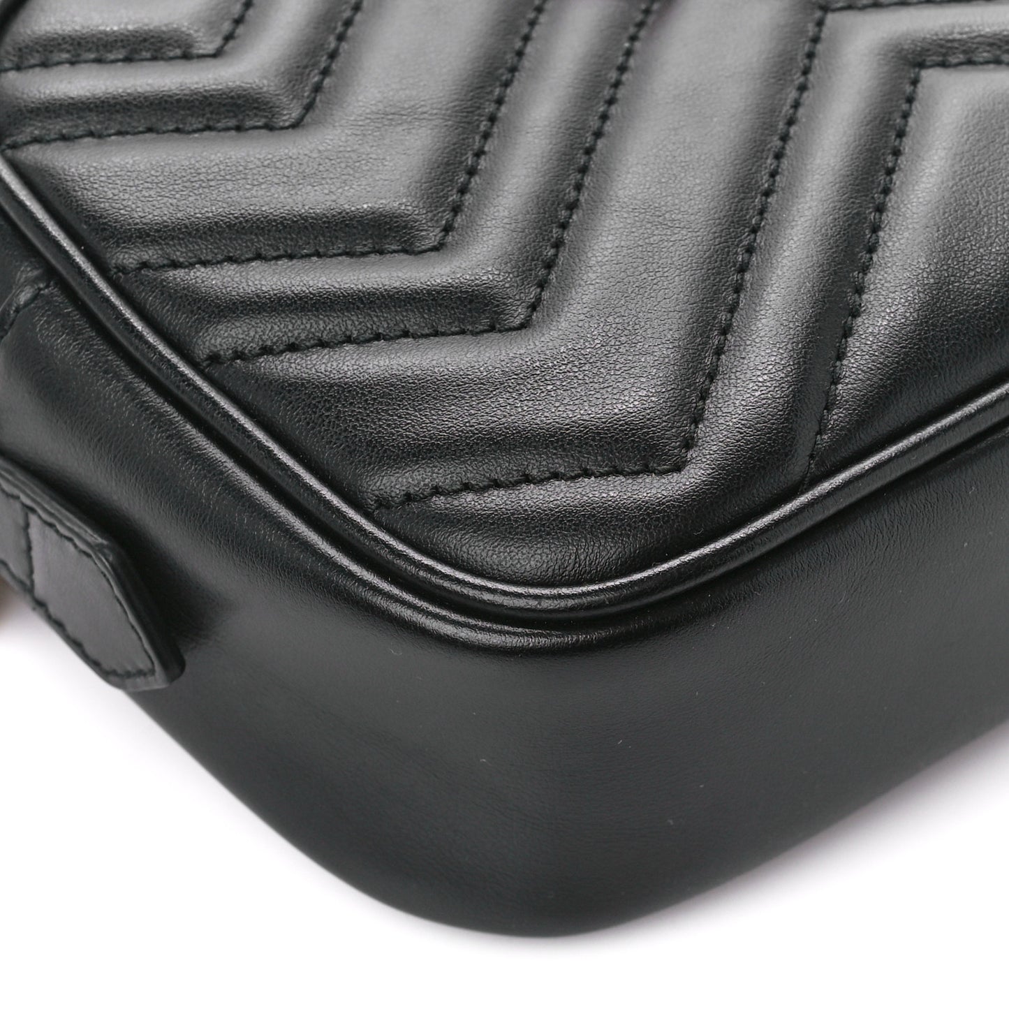 Calfskin Matelasse Mini GG Marmont Chain Shoulder Bag Black