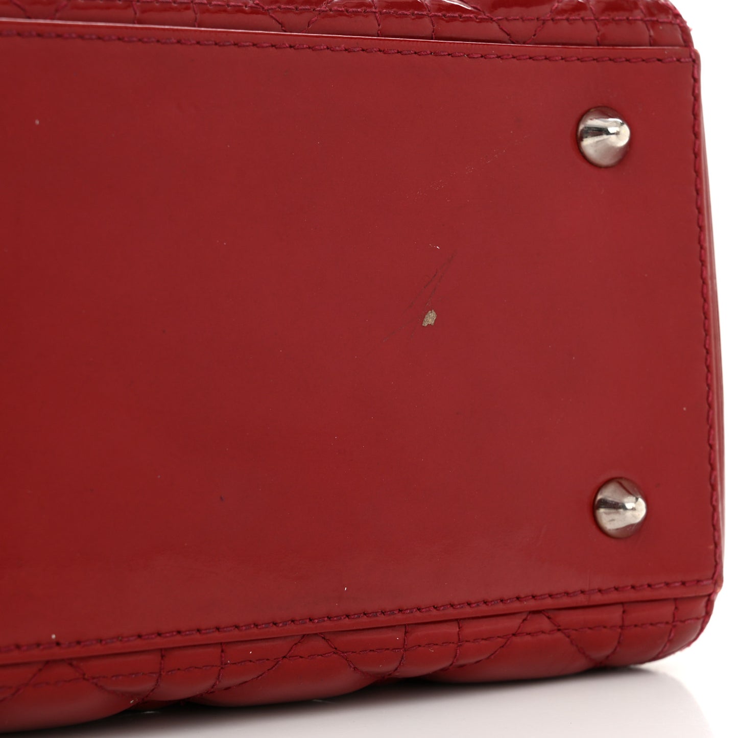 Patent Cannage Medium Lady Dior Red