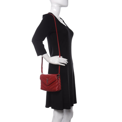 Saint Laurent Calfskin Y Quilted Monogram Toy Loulou Crossbody Bag Rouge Eros 2 of 10