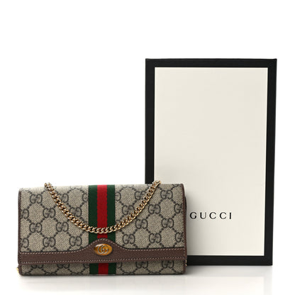 Gucci GG Supreme Monogram Web Ophidia Wallet On Chain Brown 10 of 10