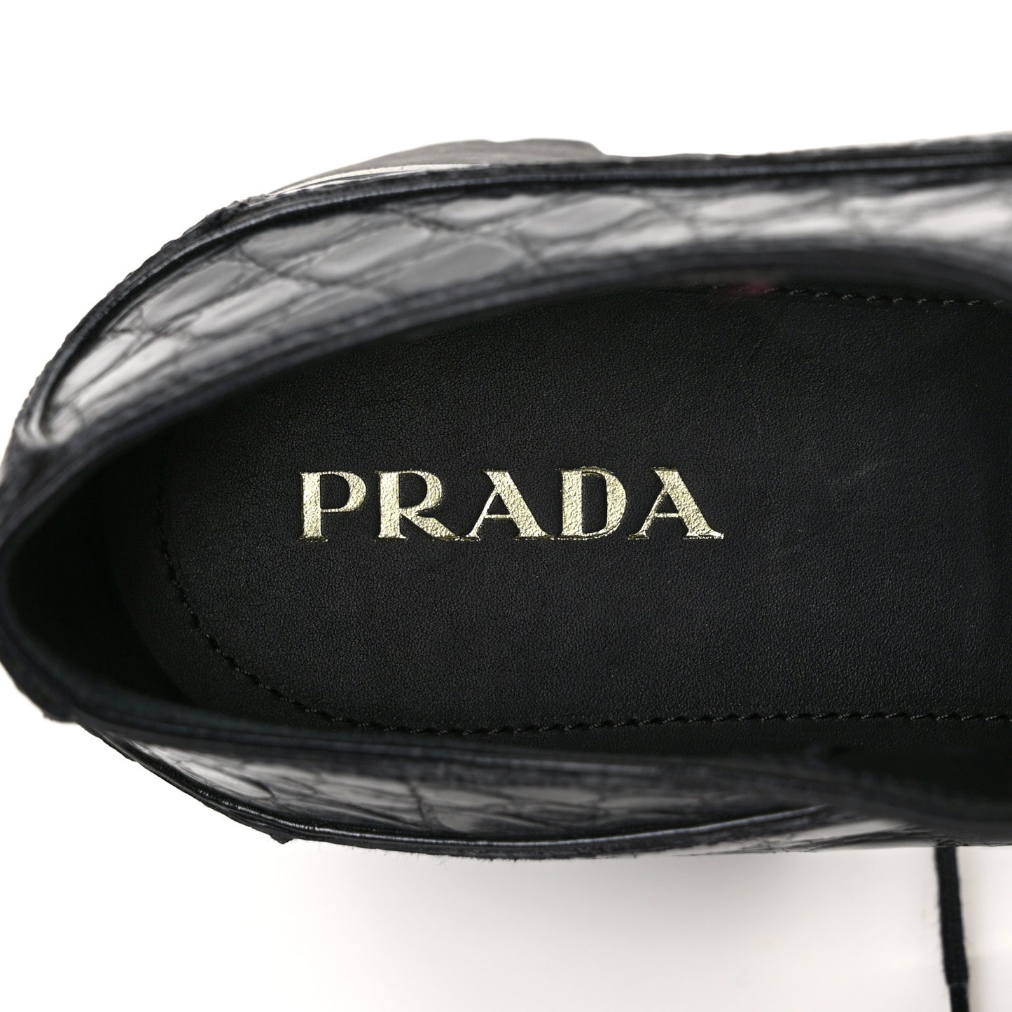 Crocodile Lace Up 50mm Loafers 39 Black