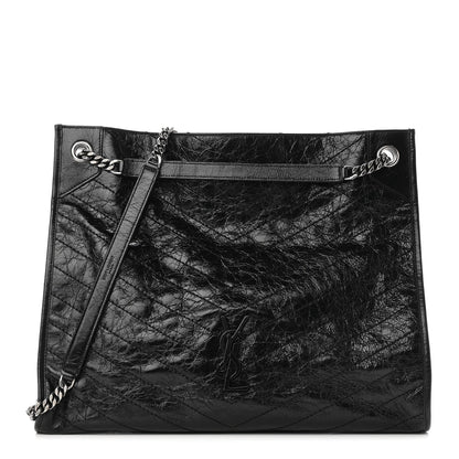 Saint Laurent Crinkled Calfskin Matelasse Monogram Niki Shoulder Bag Black 1 of 9