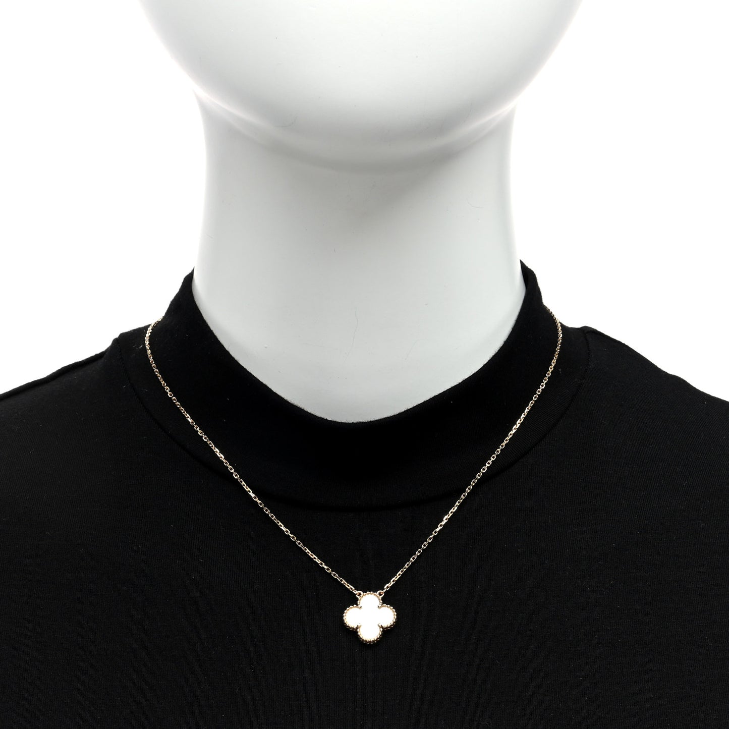 18K Yellow Gold Mother of Pearl Vintage Alhambra Pendant Necklace