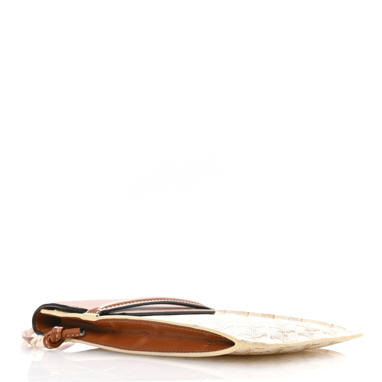 Celine Triomphe Canvas Lambskin Phone Pouch With Flap White Tan 4 of 8