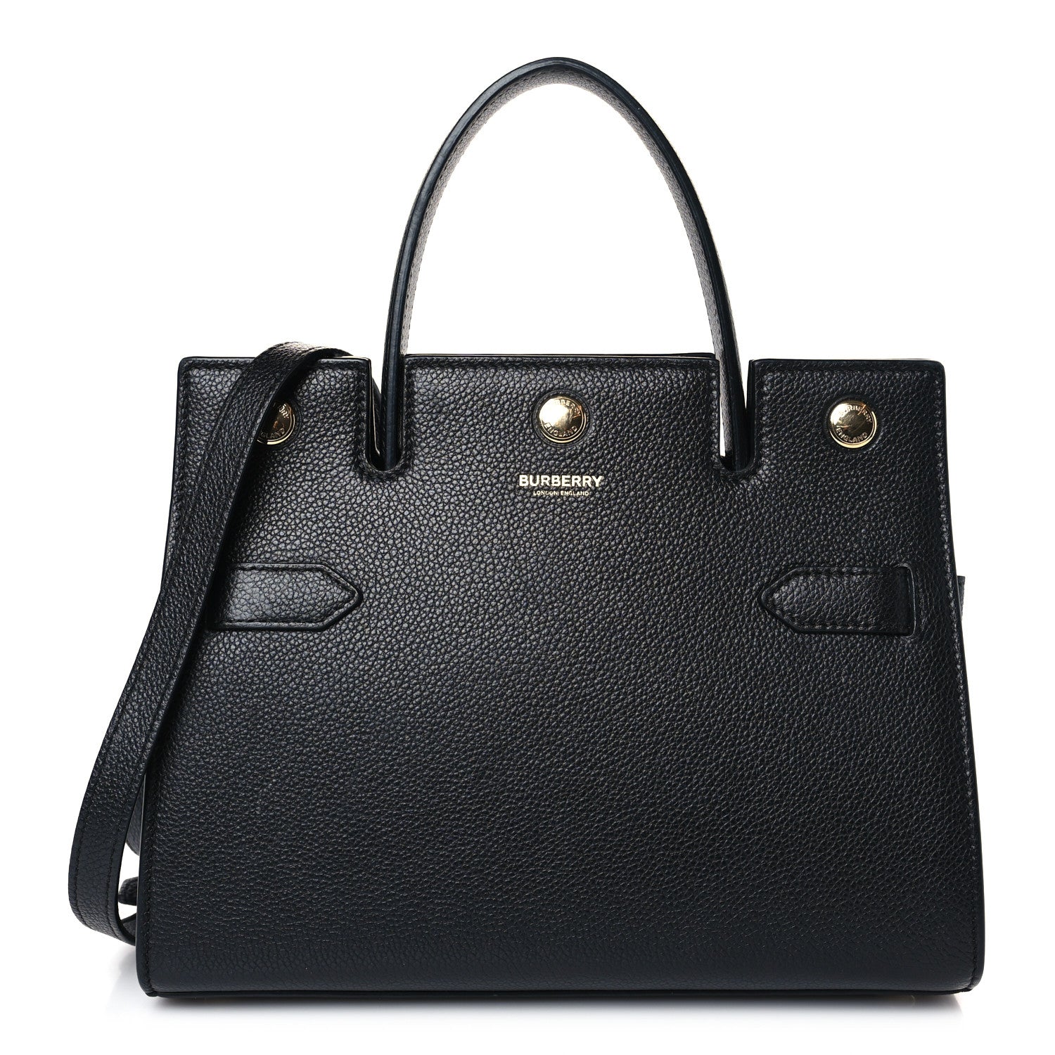 Burberry Grainy Calfskin Mini Two Handle Title Bag Black 1 of 9