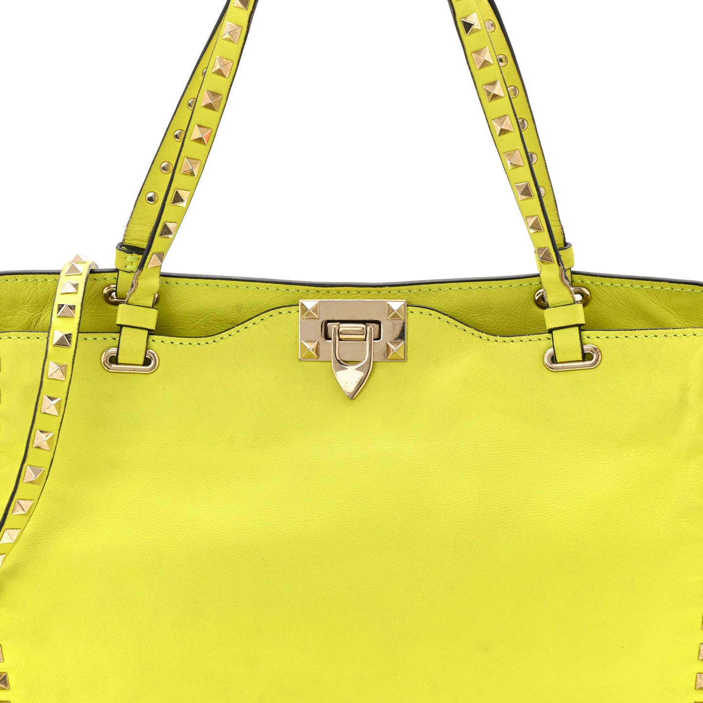 Vitello Medium Rockstud Tote Yellow Fluo