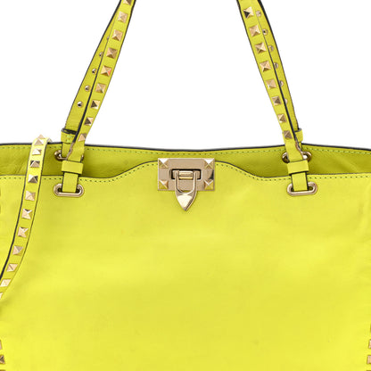 Valentino Garavani Vitello Medium Rockstud Tote Yellow Fluo 7 of 14