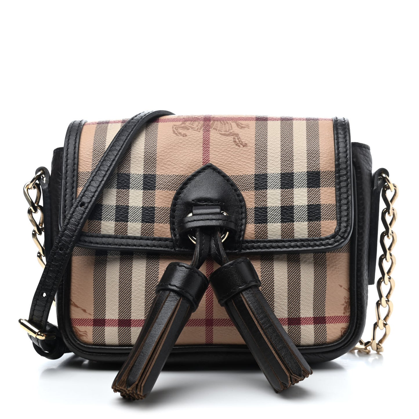 Haymarket Check Mini Tassel Crossbody Bag Chocolate