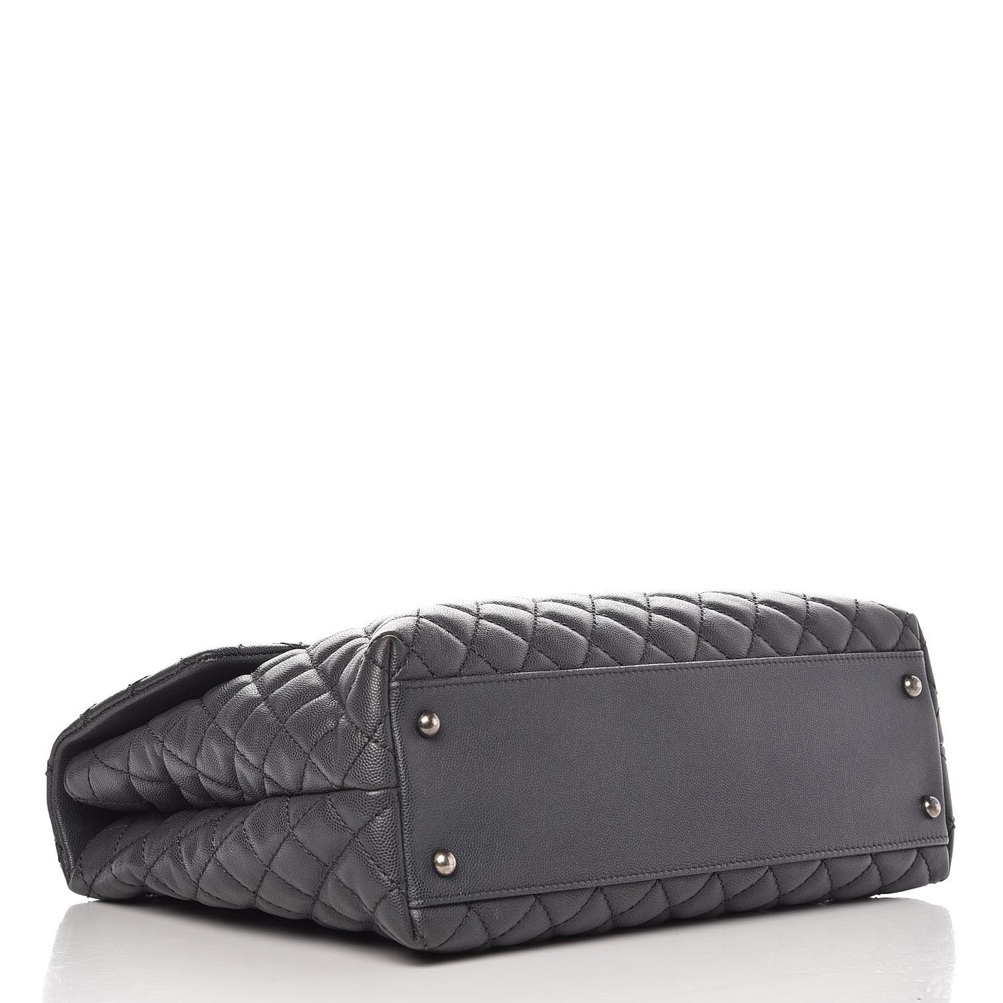 Caviar Quilted Large Coco Handle Flap Grey