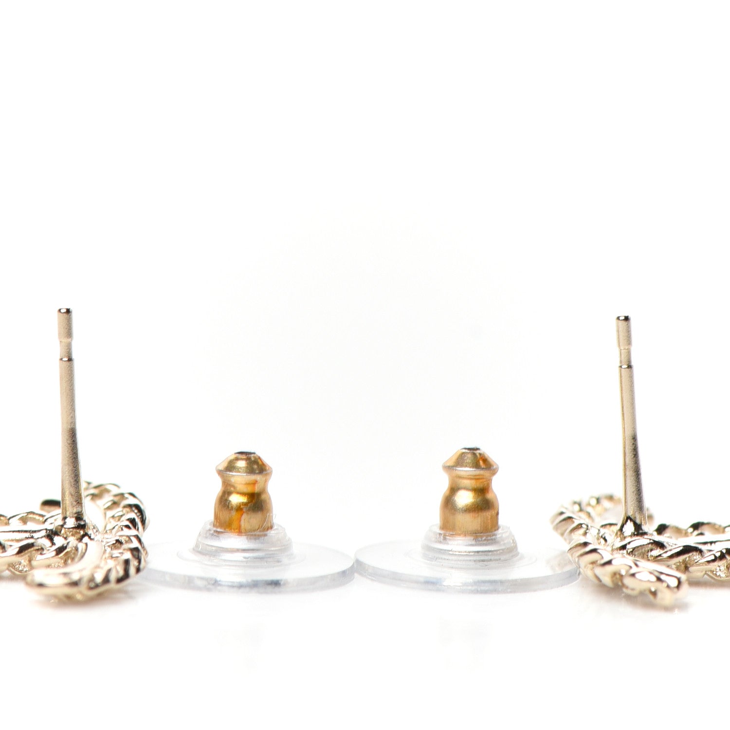 Chanel Crystal Chain CC Earrings Gold 3 of 4