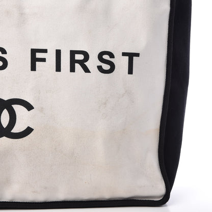 Chanel Canvas Calfskin Large Let's Demonstrate Tote White Black 18 of 18