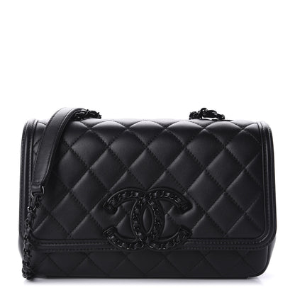 Chanel Lambskin Quilted Small CC Filigree Flap Black 1 of 13