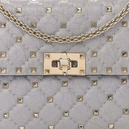 Valentino Garavani Craquele Nappa Medium Rockstud Spike Shoulder Bag Pastel Grey 6 of 11