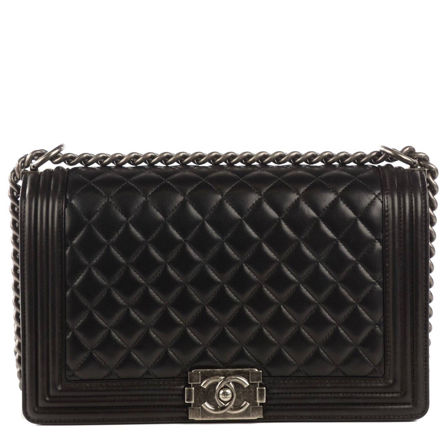 Lambskin Quilted New Medium Boy Flap Black