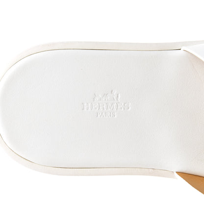 Hermes Calfskin Mens Izmir Sandals 45 White 7 of 8