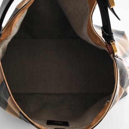 Fendi Pequin Cuoio Vegetale Large Hobo Tobacco Black Cuoio 5 of 7