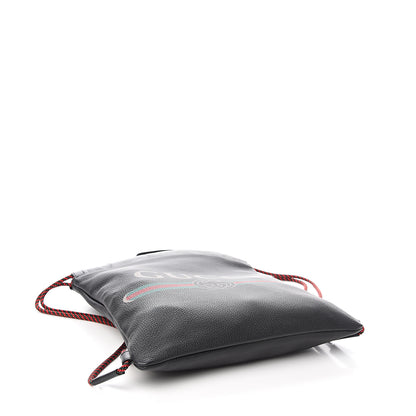 Gucci Calfskin Logo Drawstring Backpack Black 4 of 9