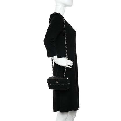 Chanel Lambskin Crochet Quilted Small Vanity Case With Chain Black 2 of 10